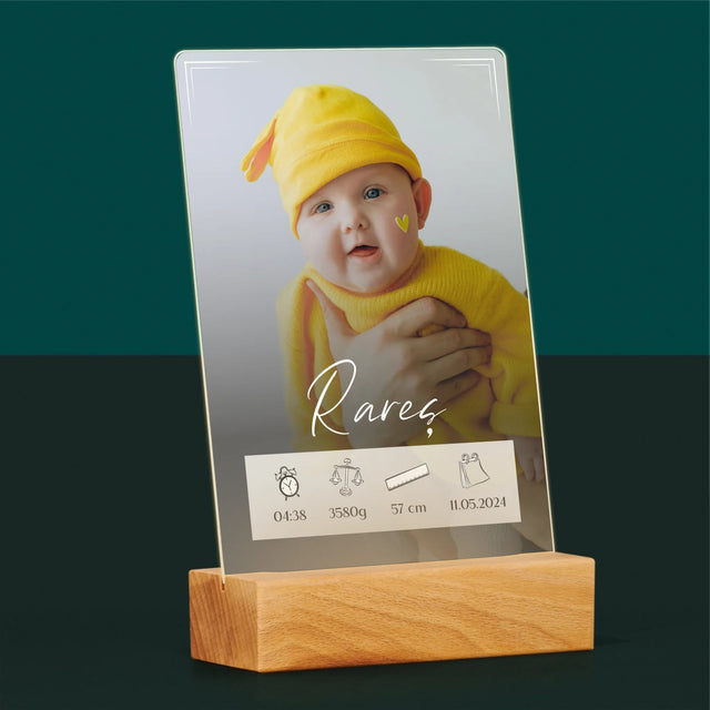 Certificat De Naștere: Certificat De Naștere Cadru - Imprimare Pe Sticlă Acrilică (Verticală)