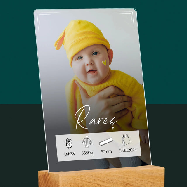 Certificat De Naștere: Certificat De Naștere Cadru - Imprimare Pe Sticlă Acrilică (Verticală)