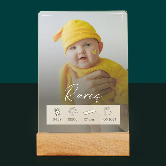 Certificat De Naștere: Certificat De Naștere Cadru - Imprimare Pe Sticlă Acrilică (Verticală)