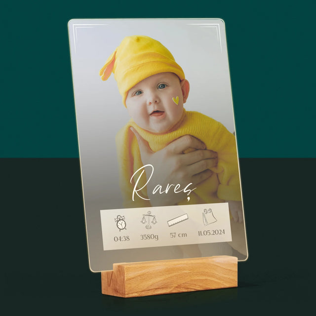 Certificat De Naștere: Certificat De Naștere Cadru - Imprimare Pe Sticlă Acrilică (Verticală)