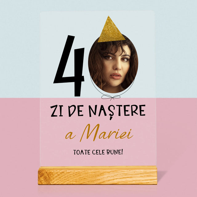 Fotografie Si Semnătură: A 40 Zi De Naștere Căciulă - Imprimare Pe Sticlă Acrilică (Verticală)