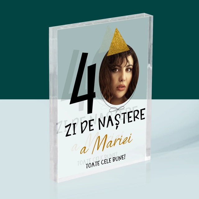 Fotografie Si Semnătură: A 40 Zi De Naștere Căciulă - Bloc Acrilic