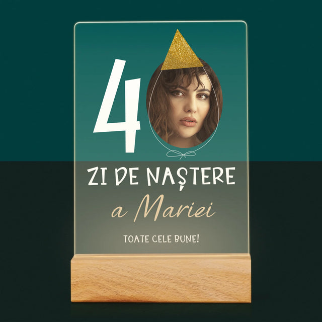 Fotografie Si Semnătură: A 40 Zi De Naștere Căciulă - Imprimare Pe Sticlă Acrilică (Verticală)