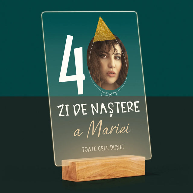 Fotografie Si Semnătură: A 40 Zi De Naștere Căciulă - Imprimare Pe Sticlă Acrilică (Verticală)