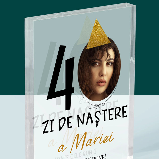 Fotografie Si Semnătură: A 40 Zi De Naștere Căciulă - Bloc Acrilic