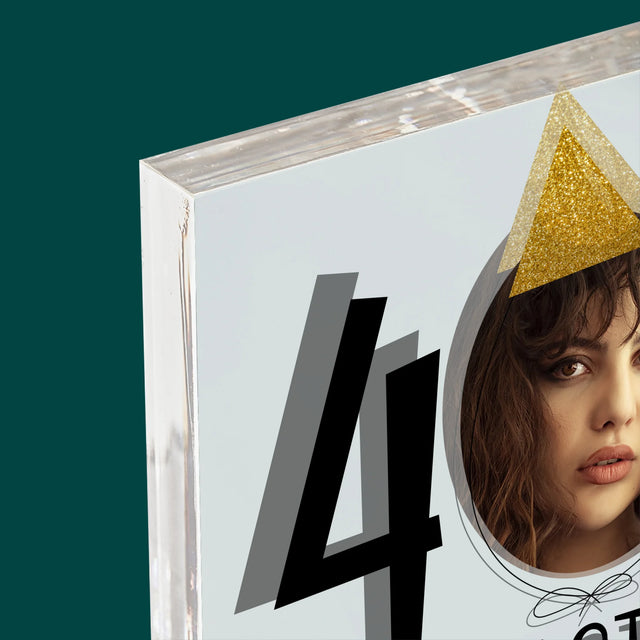 Fotografie Si Semnătură: A 40 Zi De Naștere Căciulă - Bloc Acrilic