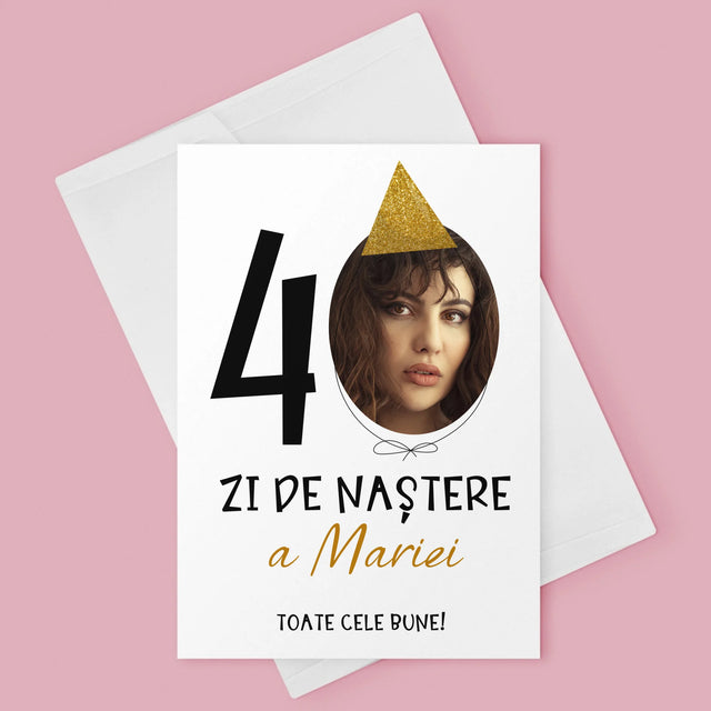 Fotografie Si Semnătură: A 40 Zi De Naștere Căciulă - Card Cu Felicitări