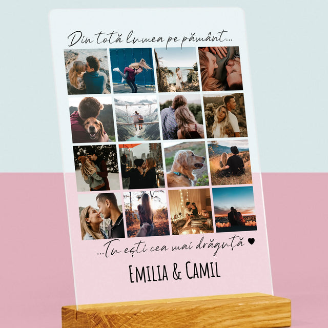 Colaj De Fotografii: Din Totă Lumea Pe Pământ - Imprimare Pe Sticlă Acrilică (Verticală)