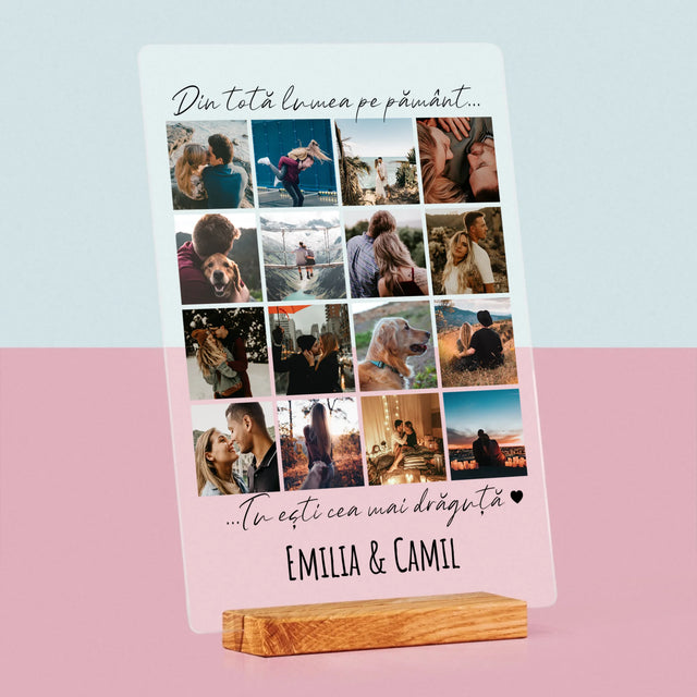 Colaj De Fotografii: Din Totă Lumea Pe Pământ - Imprimare Pe Sticlă Acrilică (Verticală)