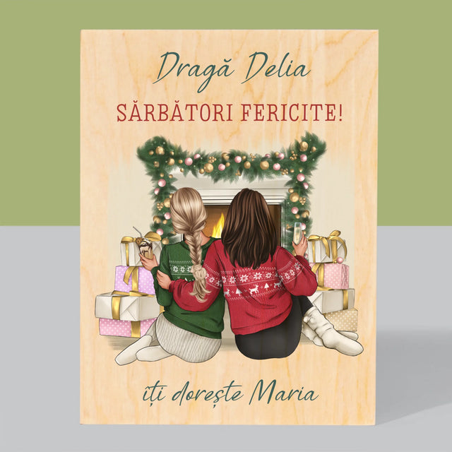 Creator De Personaj: Prietene De Sărbători - Imprimare Pe Lemn ( Verticală)