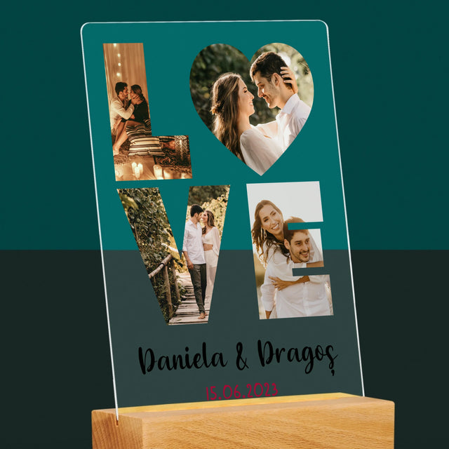 Cuvânt Din Fotografii: Love Din Fotografiile Tale - Imprimare Pe Sticlă Acrilică (Verticală)