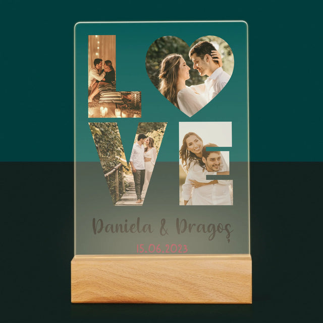 Cuvânt Din Fotografii: Love Din Fotografiile Tale - Imprimare Pe Sticlă Acrilică (Verticală)