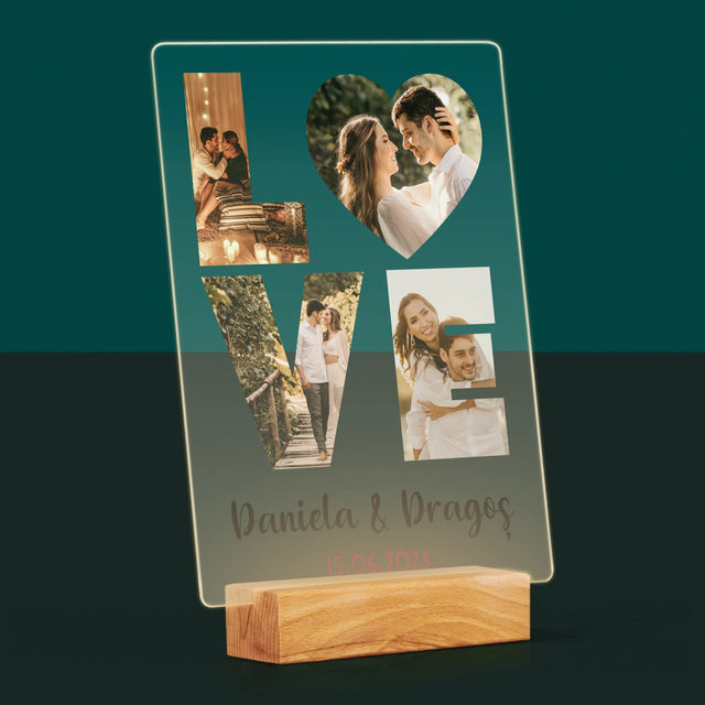 Cuvânt Din Fotografii: Love Din Fotografiile Tale - Imprimare Pe Sticlă Acrilică (Verticală)