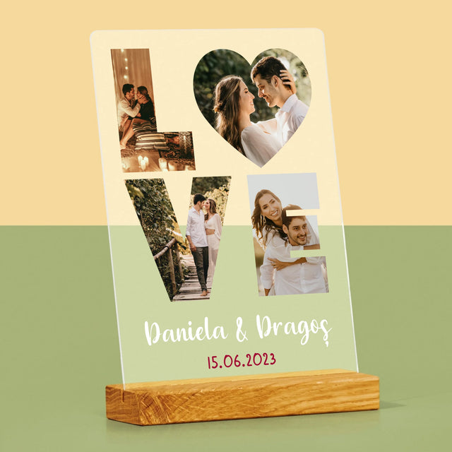 Cuvânt Din Fotografii: Love Din Fotografiile Tale - Imprimare Pe Sticlă Acrilică (Verticală)