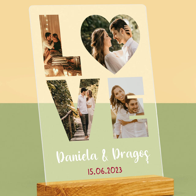 Cuvânt Din Fotografii: Love Din Fotografiile Tale - Imprimare Pe Sticlă Acrilică (Verticală)