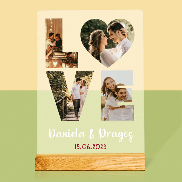 Cuvânt Din Fotografii: Love Din Fotografiile Tale - Imprimare Pe Sticlă Acrilică (Verticală)