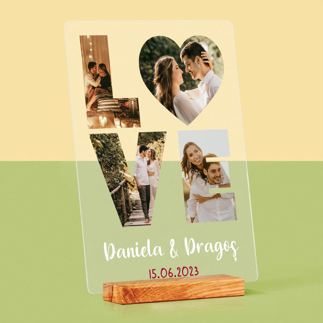 Cuvânt Din Fotografii: Love Din Fotografiile Tale - Imprimare Pe Sticlă Acrilică (Verticală)
