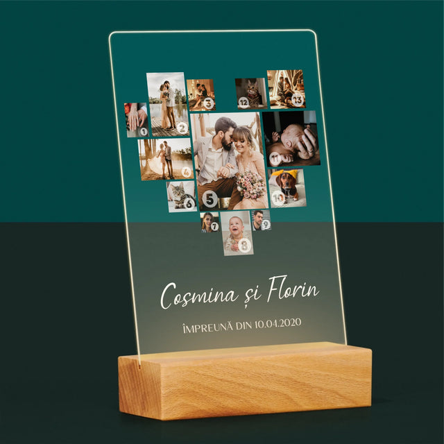 Colaj De Fotografii: Inimă - Colaj Din Fotografii - Imprimare Pe Sticlă Acrilică (Verticală)