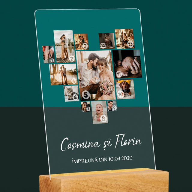 Colaj De Fotografii: Inimă - Colaj Din Fotografii - Imprimare Pe Sticlă Acrilică (Verticală)