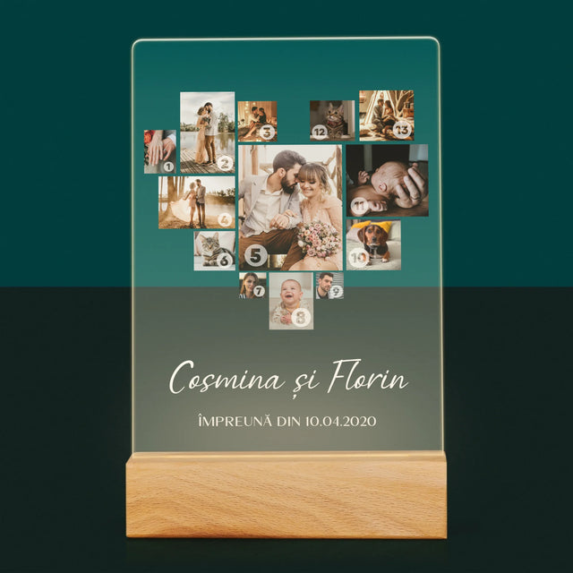 Colaj De Fotografii: Inimă - Colaj Din Fotografii - Imprimare Pe Sticlă Acrilică (Verticală)