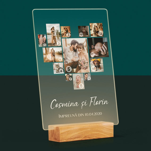 Colaj De Fotografii: Inimă - Colaj Din Fotografii - Imprimare Pe Sticlă Acrilică (Verticală)