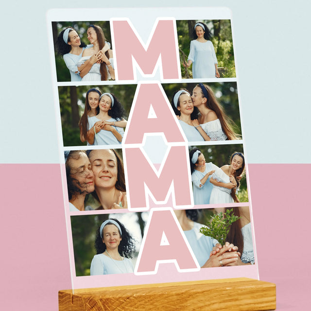 Colaj De Fotografii: Mama Colaj Din Fotografii - Imprimare Pe Sticlă Acrilică (Verticală)