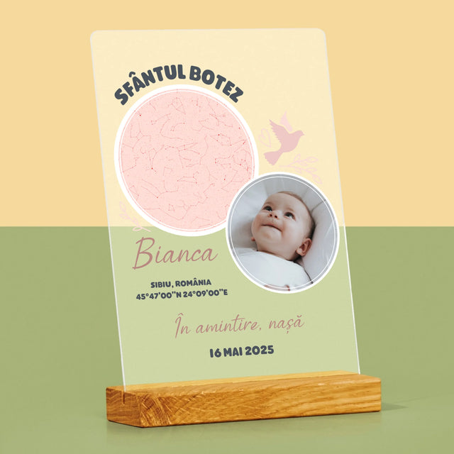 Harta Stelelor: Botez - Imprimare Pe Sticlă Acrilică (Verticală)