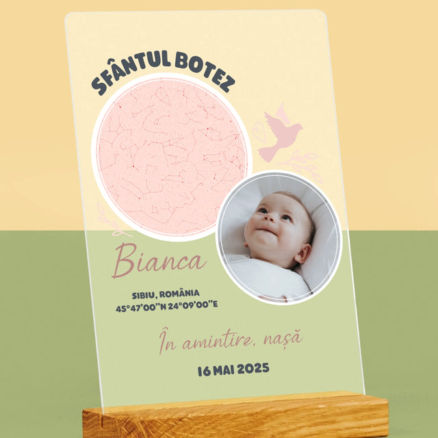 Harta Stelelor: Botez - Imprimare Pe Sticlă Acrilică (Verticală)