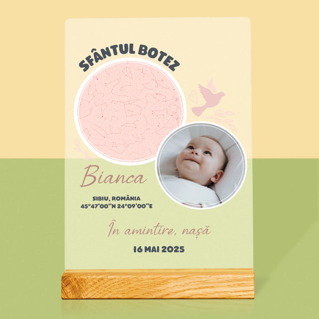 Harta Stelelor: Botez - Imprimare Pe Sticlă Acrilică (Verticală)