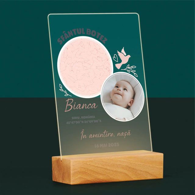 Harta Stelelor: Botez - Imprimare Pe Sticlă Acrilică (Verticală)