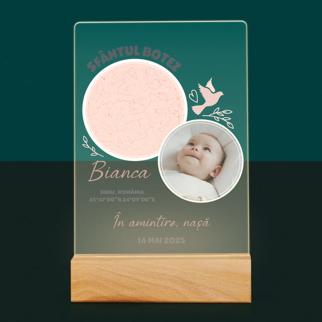 Harta Stelelor: Botez - Imprimare Pe Sticlă Acrilică (Verticală)