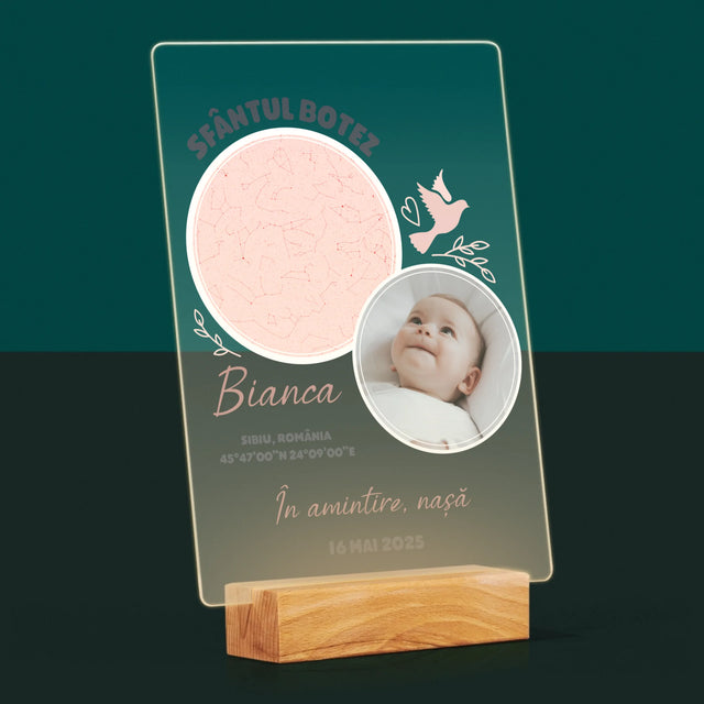 Harta Stelelor: Botez - Imprimare Pe Sticlă Acrilică (Verticală)