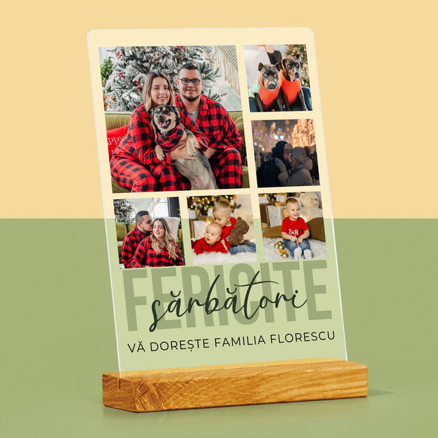 Colaj De Fotografii: Sărbători Fericite - Imprimare Pe Sticlă Acrilică (Verticală)