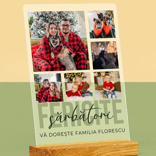 Colaj De Fotografii: Sărbători Fericite - Imprimare Pe Sticlă Acrilică (Verticală)
