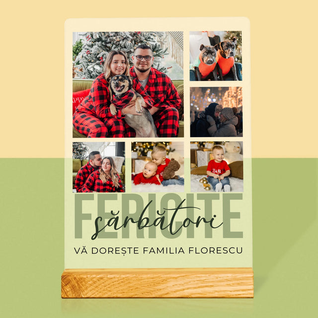 Colaj De Fotografii: Sărbători Fericite - Imprimare Pe Sticlă Acrilică (Verticală)