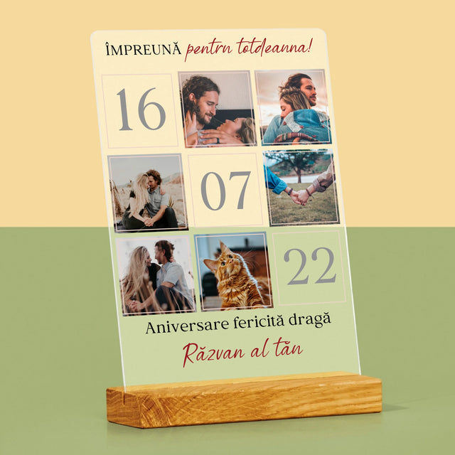 Colaj De Fotografii: Împreună Pentru Totdeauna! - Imprimare Pe Sticlă Acrilică (Verticală)