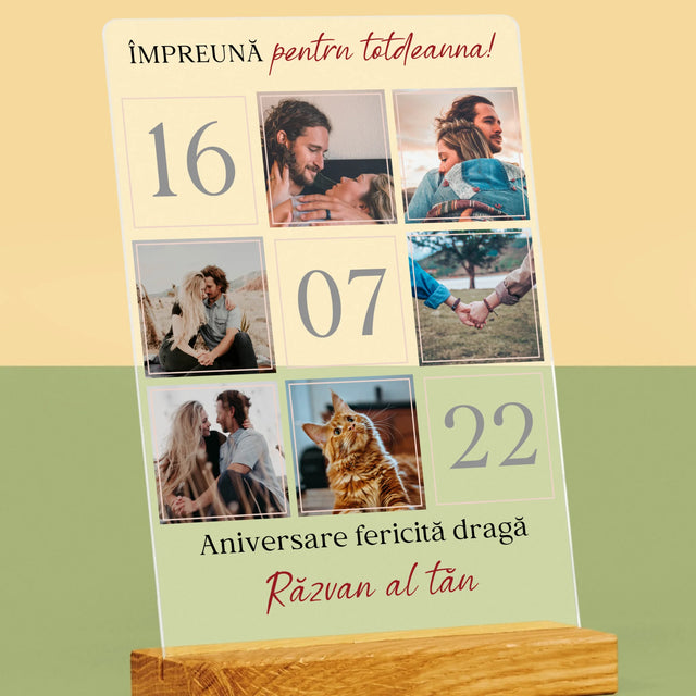 Colaj De Fotografii: Împreună Pentru Totdeauna! - Imprimare Pe Sticlă Acrilică (Verticală)