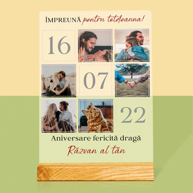 Colaj De Fotografii: Împreună Pentru Totdeauna! - Imprimare Pe Sticlă Acrilică (Verticală)