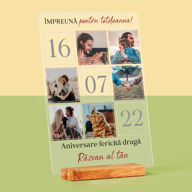 Colaj De Fotografii: Împreună Pentru Totdeauna! - Imprimare Pe Sticlă Acrilică (Verticală)