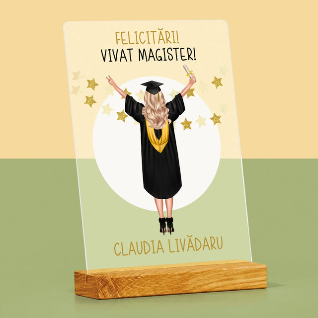 Creator De Personaj: Ai Absolvit Facultatea - Imprimare Pe Sticlă Acrilică (Verticală)