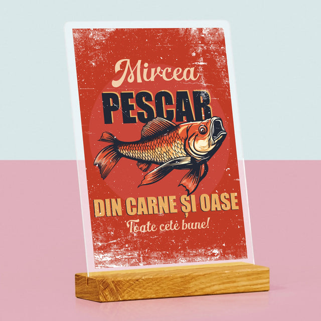 Numele Și Semnătura: Pescar Din Carne Și Oase - Imprimare Pe Sticlă Acrilică (Verticală)