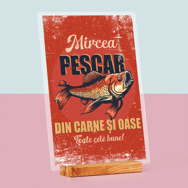 Numele Și Semnătura: Pescar Din Carne Și Oase - Imprimare Pe Sticlă Acrilică (Verticală)
