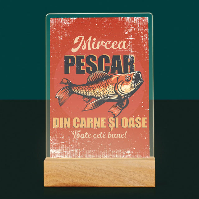 Numele Și Semnătura: Pescar Din Carne Și Oase - Imprimare Pe Sticlă Acrilică (Verticală)