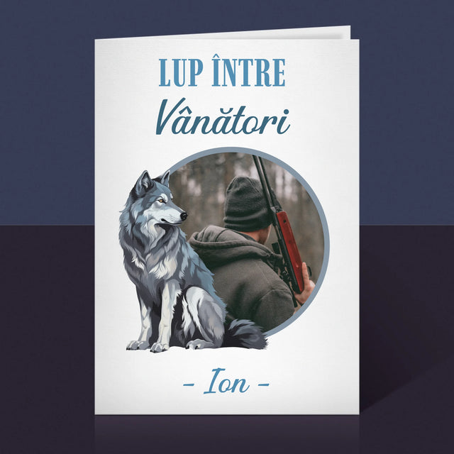 Fotografie Si Semnătură: Lup Între Vânători - Card Cu Felicitări