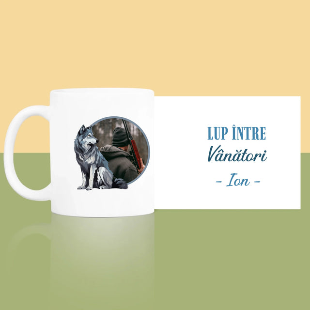 Fotografie Si Semnătură: Lup Între Vânători - Cană
