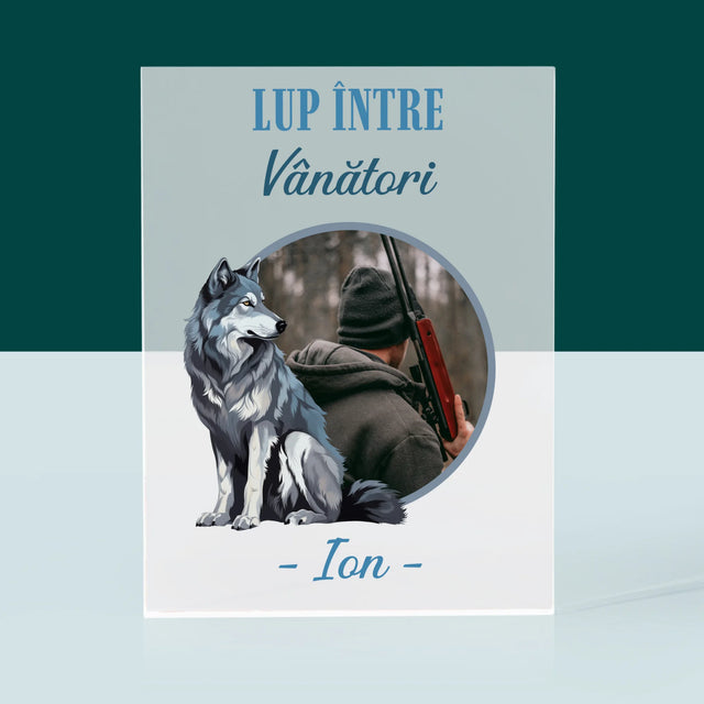 Fotografie Si Semnătură: Lup Între Vânători - Bloc Acrilic