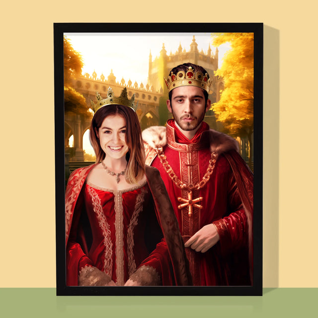 Portret Regal: Rege Și Regină - Imprimare Cu Ramă 30X40 (Verticală)