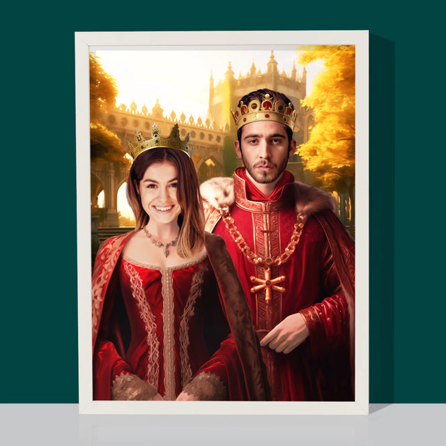 Portret Regal: Rege Și Regină - Imprimare Cu Ramă 30X40 (Verticală)