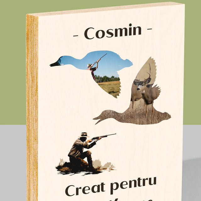 Formă Din Fotografii: Creat Pentru Vânătoare - Imprimare Pe Lemn ( Verticală)