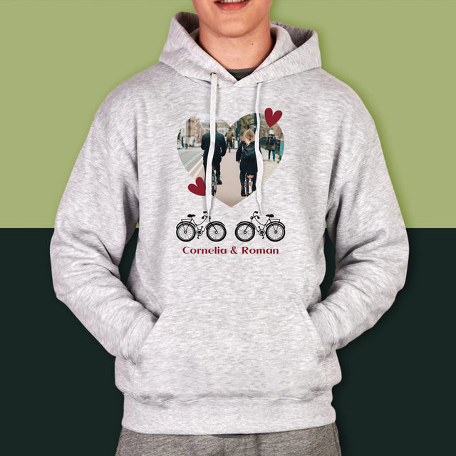 Fotografie Si Semnătură: Bicicletiști Cuplu - Hanorac Cu Glugă Pentru Bărbați